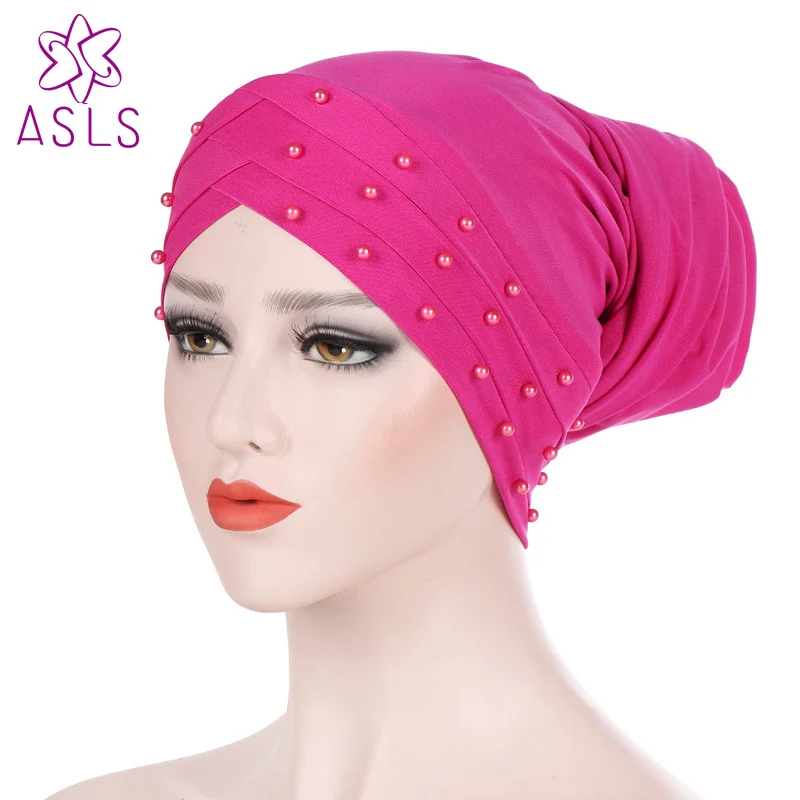 

New Turban Hat Muslim Hijab Islamic Beads Cancer Chemo Cap Ladies Hijab Scarf Women Head Turbans Free Shipping