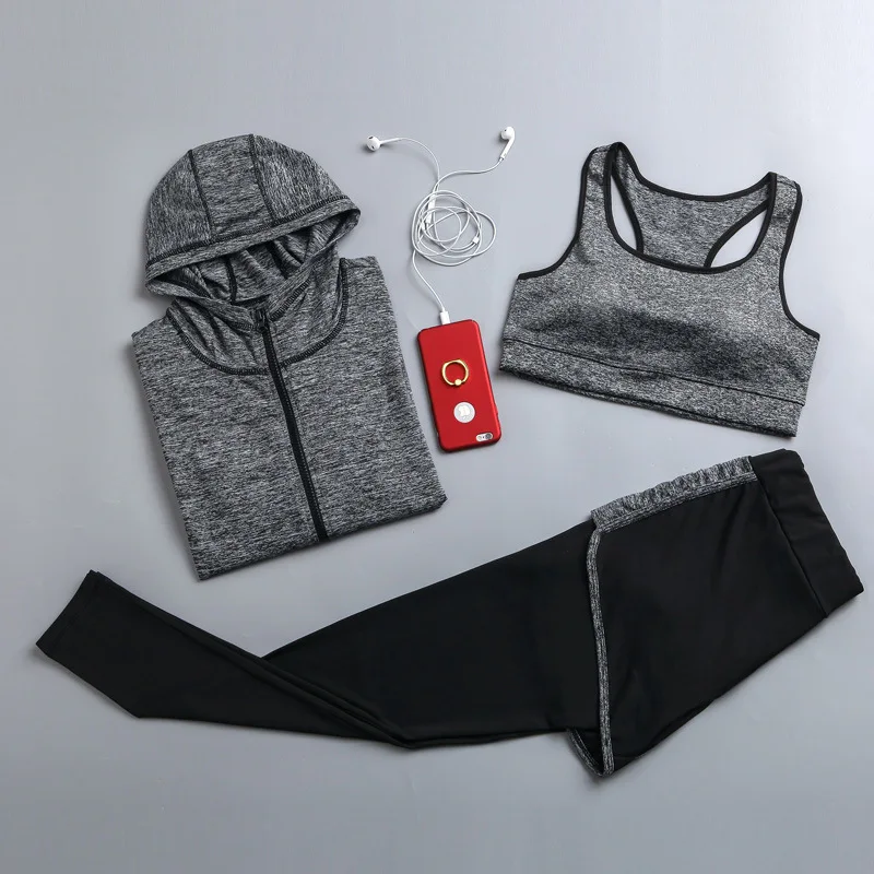 Voobuyla, женские спортивные костюмы для бега, фитнеса, 5 шт. в комплекте, удобные беговые костюмы для женщин, mujer размера плюс S-XXL, спортивный костюм для йоги, спортивная одежда - Цвет: 3pcs set
