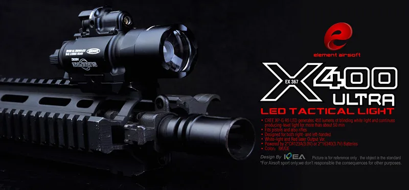 Элемент страйкбол X400 CREE ультра оружие светодиодный пистолет M4 винтовочный фонарь красный точечный Лазер X400U фонарь для ружья 20 мм рейку 450 люмен