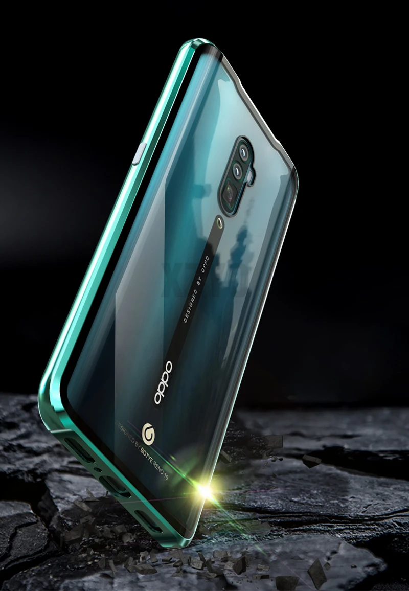 360 полный защитный чехол для OPPO Reno 10X Zoom 10 металлический магнитный бампер передний сенсорный задний стеклянный чехол OPPO Reno 10X Zoom чехол s