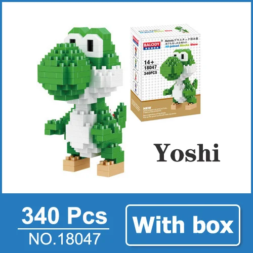 New Yoshi with box LOZ Mario Bros игрушечная фигурка модель Луиджи, Марио, Йоши строительные блоки японская игра аниматор игрушка для детей 9+ Подарочные игрушки - Цвет: New Yoshi with box