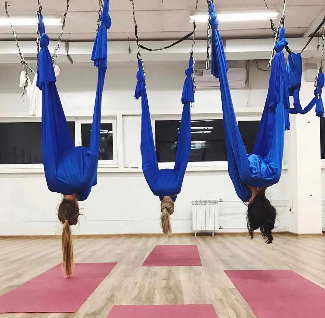5*2.8m Aerial Yoga Hammock Fitness Yoga Stretch Anti-Gravity Swing Sling Inversion Belts Include Daisy Chain/Carabiner