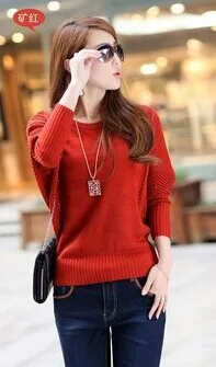 Женские свитера новые Весенние Вырез Свободный плюс верхняя одежда однотонный