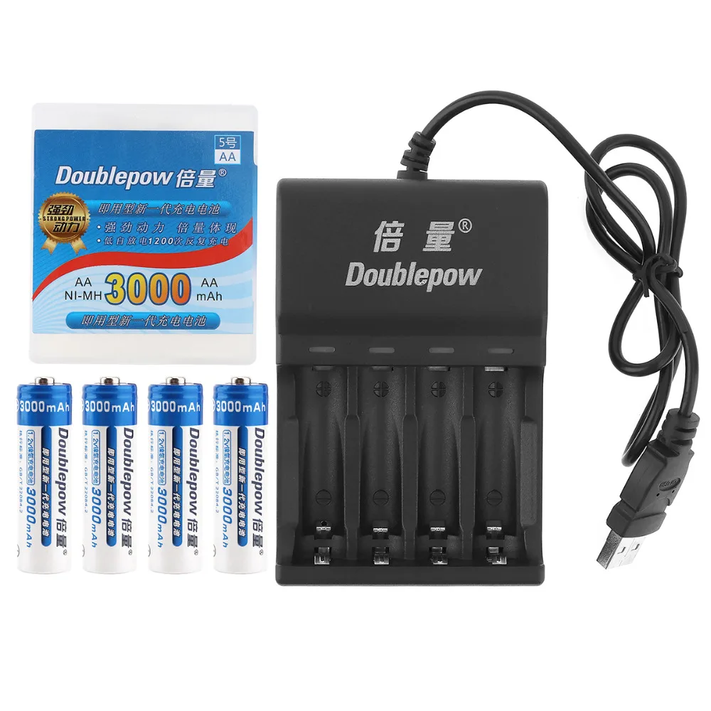 4 шт. двойное зарядное устройство USB 3000 мАч + слота AA AAA Ni MH CD|battery charger|aa rechargeable