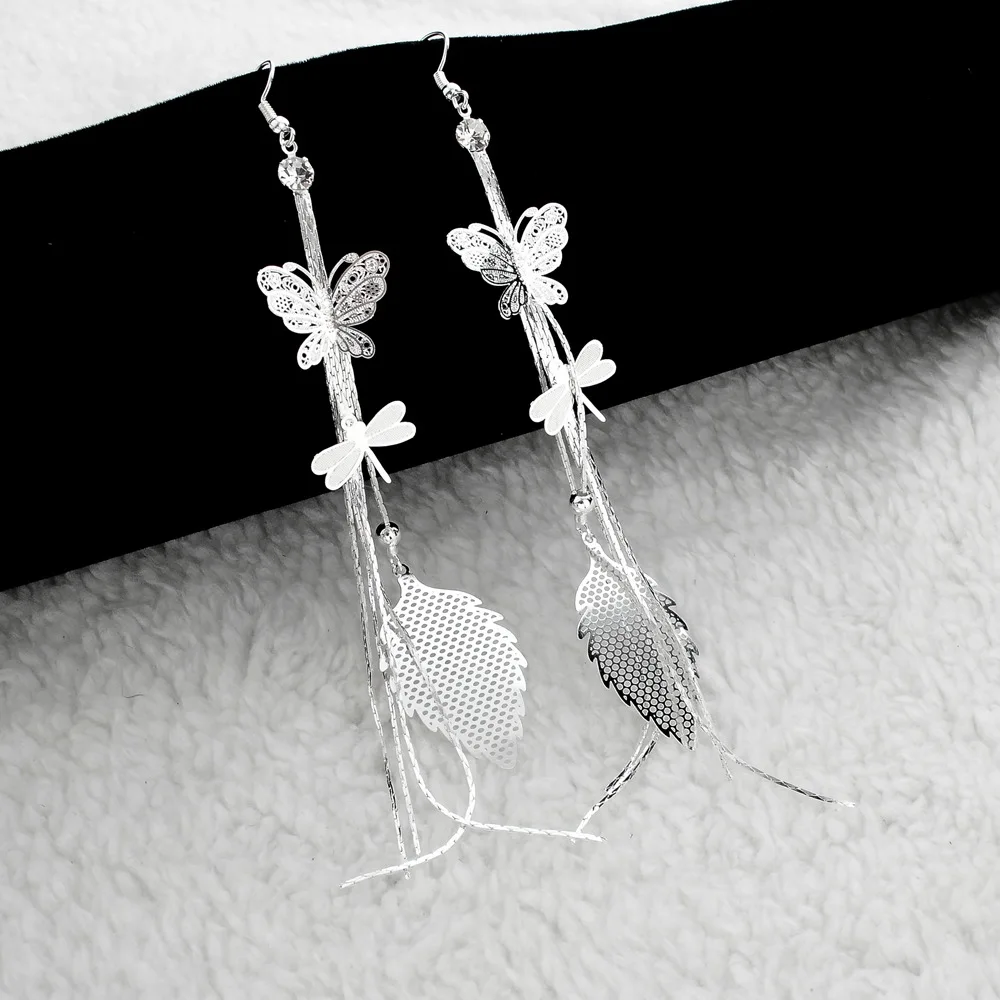 

TOUCHEART Silver color Leaf Dangle Earrings Fashion Jewelry Austrian Crystal Hollow Out Drop Earings For Women Girls SER140347