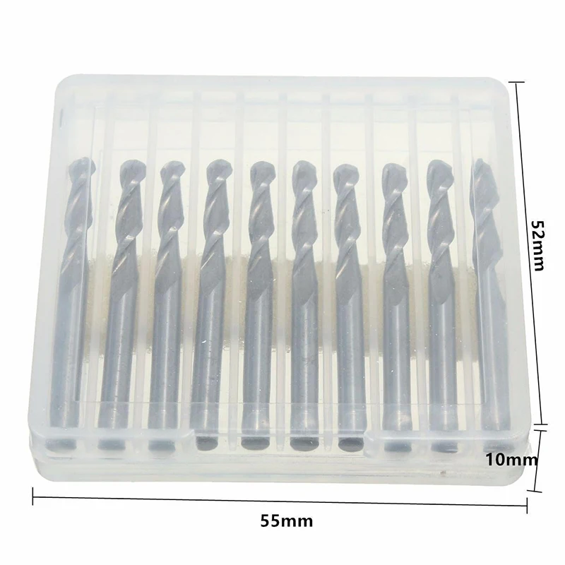 

10 шт. 17 мм 3,175 мм карбидная шаровая Концевая фреза с 2 канавками Фрезы с ЧПУ для электроинструмента