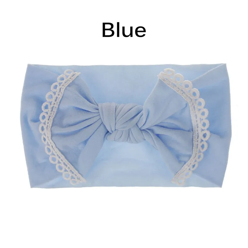 blue Модные Ободки для девочек с бабочками с отделанным узлом, бант для волос нейлоновая повязка для волос/бант/ободок с помпонами детская головная повязка с узлом на макушке помпон - Цвет: blue