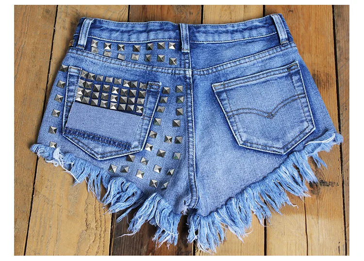 1993 2016 женская Мода Марка Винтаж Кисточкой Заклепки Ripped Свободные высокой Талией