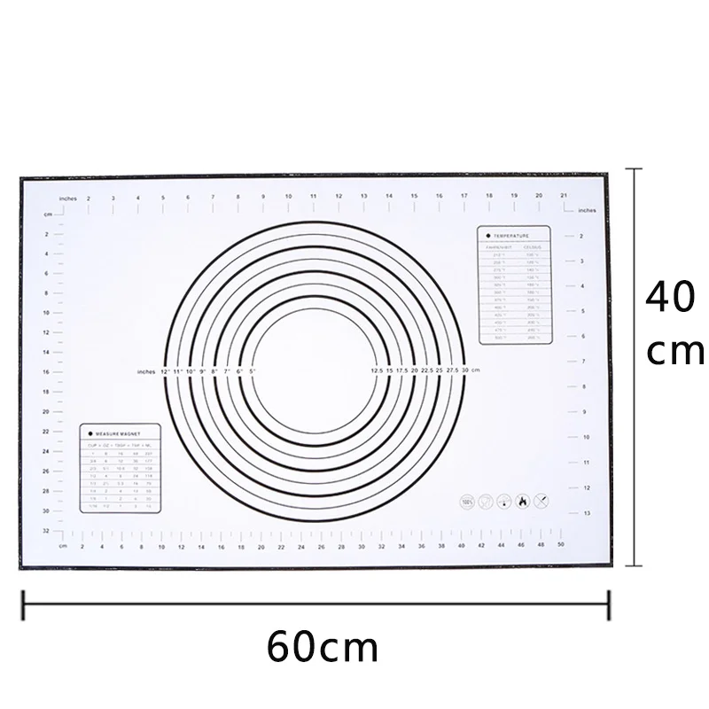 60x40cm Противопригарный силиконовый коврик для выпечки для духовки весы раскатки теста коврик для выпечки прокатки помадка, кондитерские изделия коврик жаропрочная посуда, Кулинария Инструменты - Цвет: 60x40cm