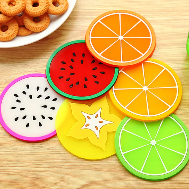 

6pcs Fruit Cup Pad Placement Coaster Table Decoration Set Lemon Watermelon Stationery Office Accessories School Supplies F5187