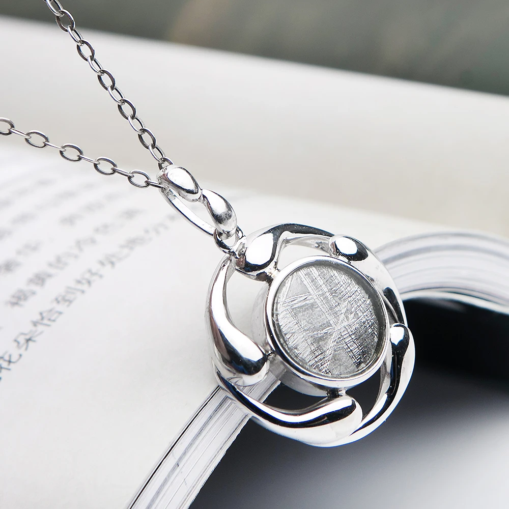 Подвеска из 100% натурального железа с метеоритом молдавитовые серебряные бусины