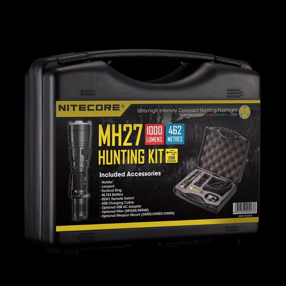 Лучшие продажи NITECORE 1000 LMs 4xleds светильник CREE XP-L HI V3 MH27 Охотничий комплект Шестерни Охотничий Тактический военный поисковый фонарь вспышка светильник BoxSets