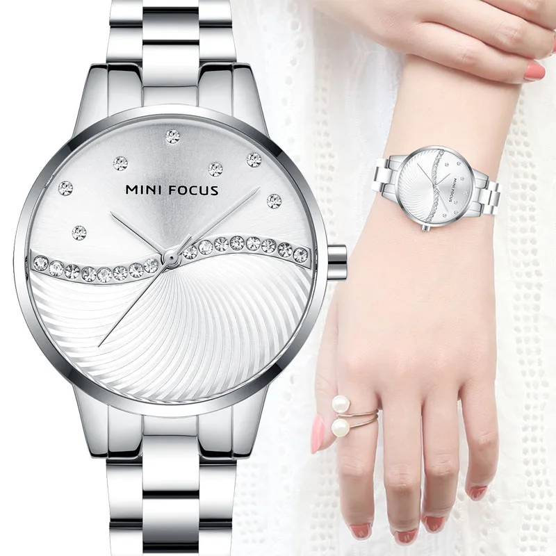 Новинка 2019 модные роскошные Брендовые женские наручные часы серебристые