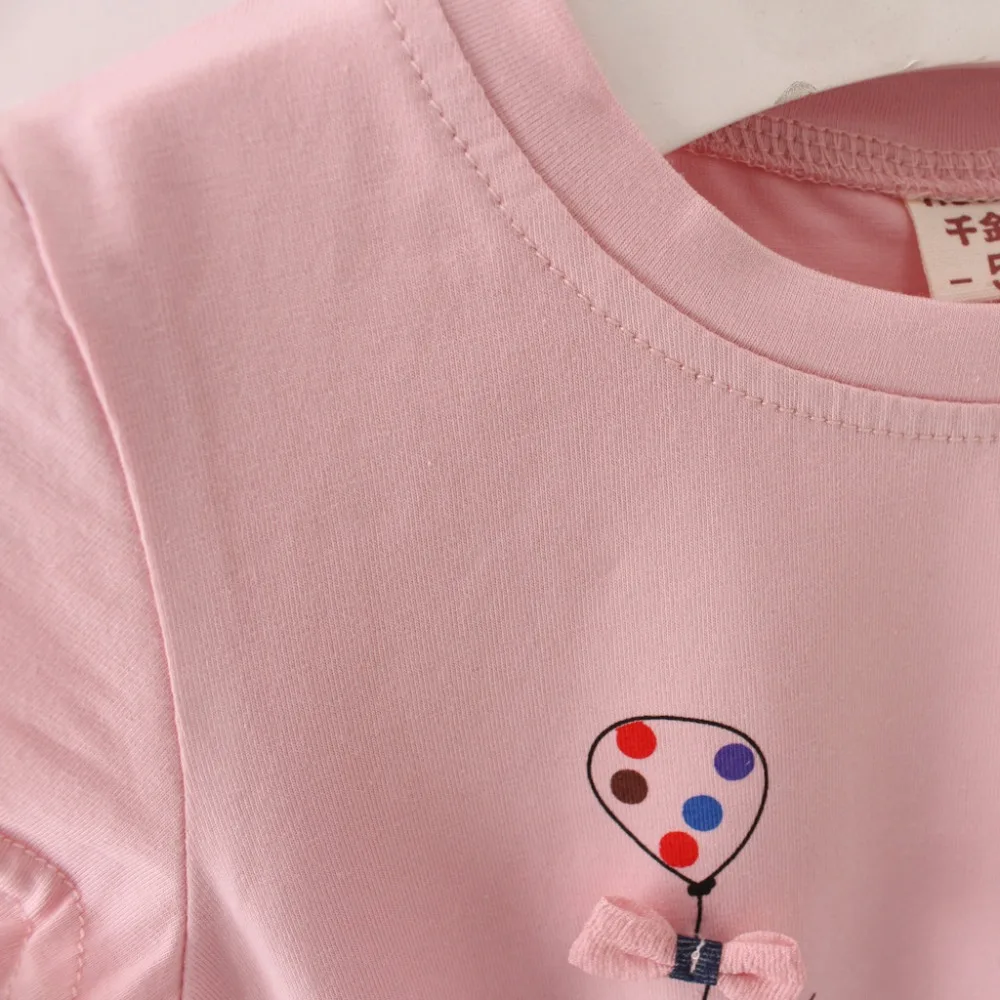 Детское летнее платье для девочек однотонный топ с коротким рукавом и юбка в