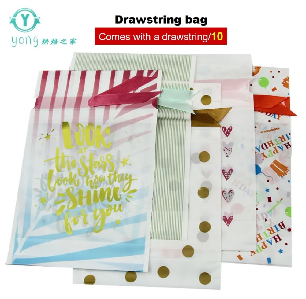 10 шт шнурок бантик полоса мультфильм точка Подарочная сумка печенье конфеты