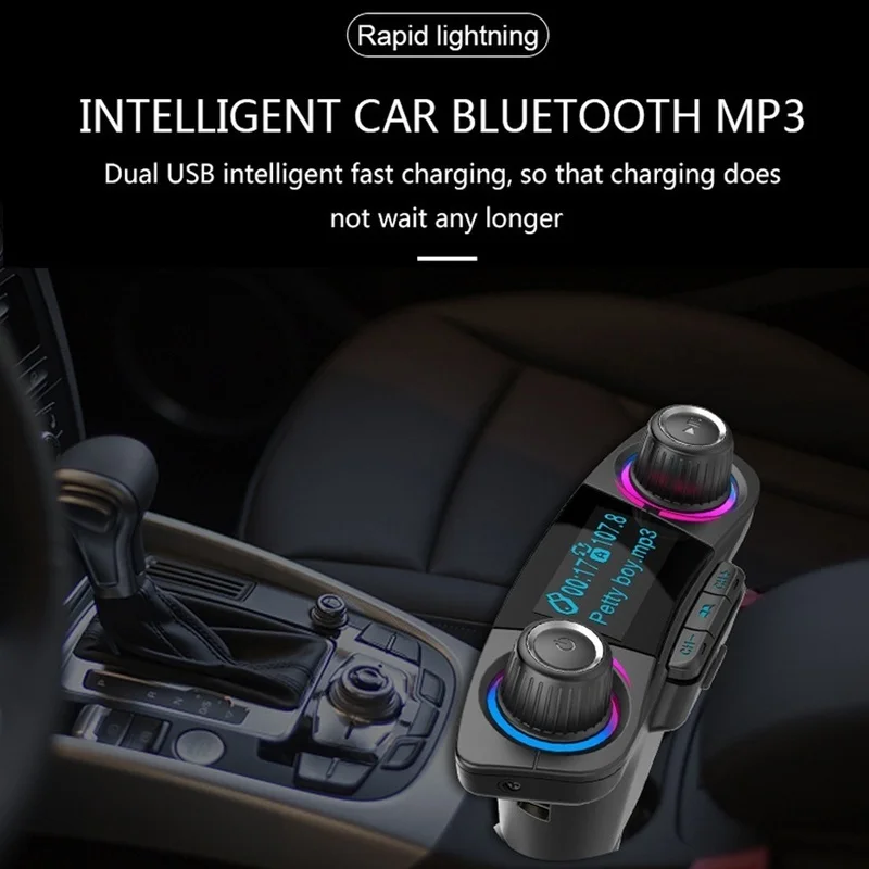SRUIK Bluetooth FM передатчик Автомобильный MP3-плеер Hands-Free автомобильный комплект Беспроводной радио аудио адаптер с двумя USB 5В 2.1A USB Порты и разъёмы