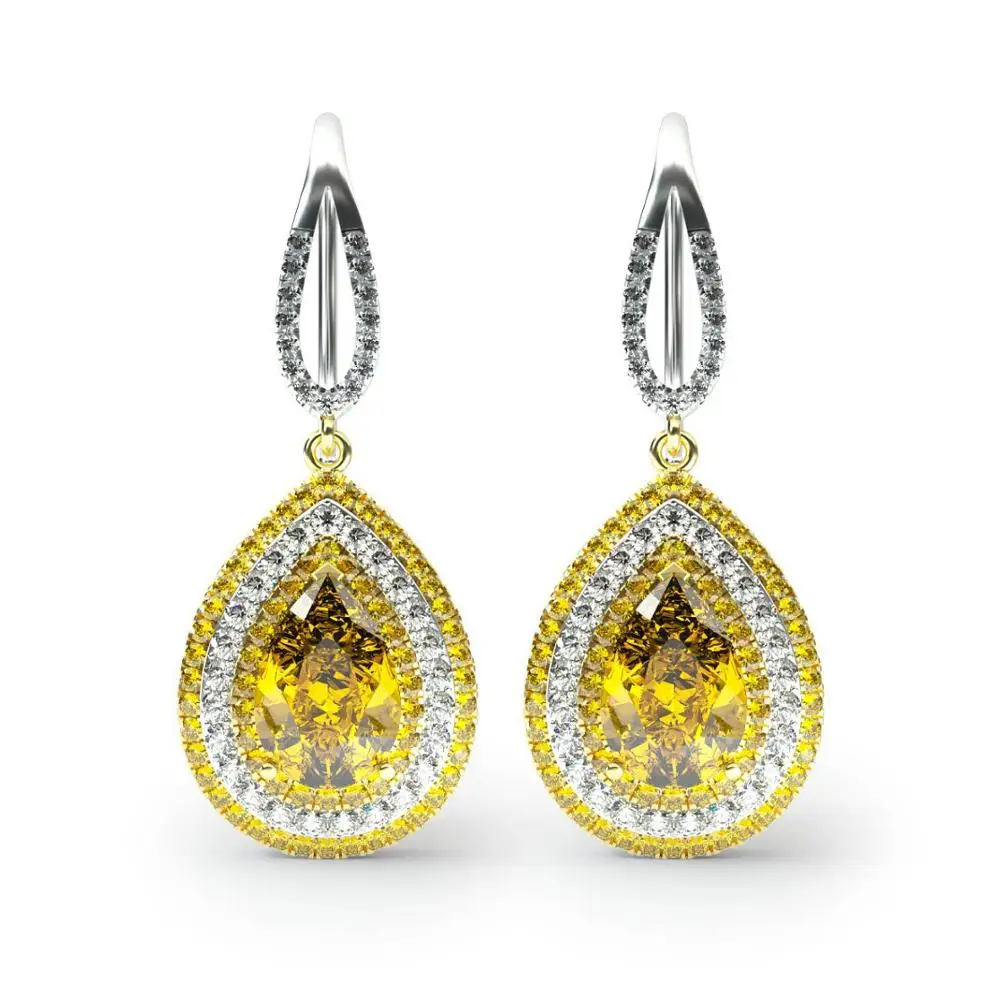 Citrine OneRain 925 пробы серебро капли воды груша цитрин драгоценный камень длинные висячие серьги для свадьбы и помолвки - Gem Color: Citrine
