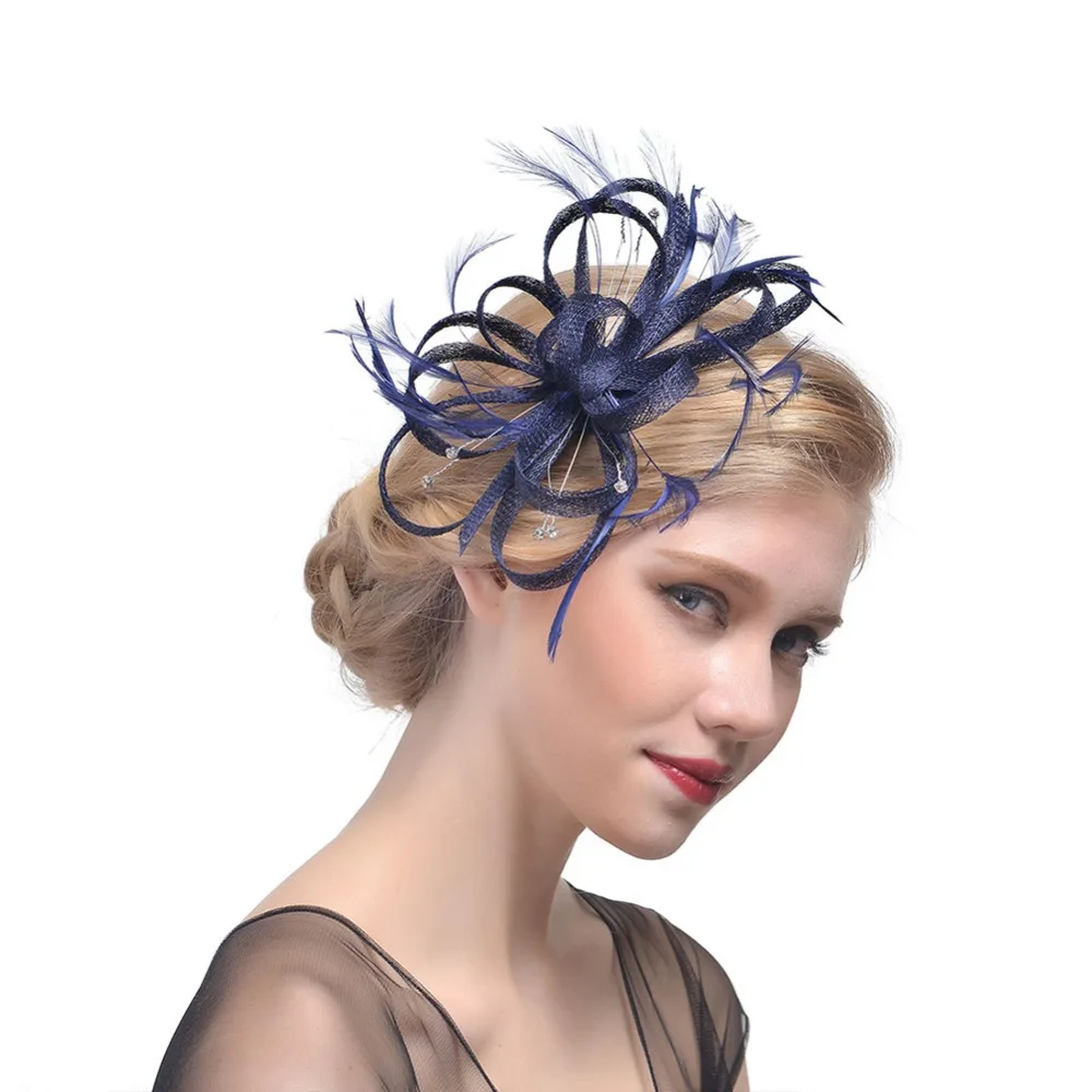Свадебные перьевые вуалетки свадебные заколки для волос элегантная Коктейльная