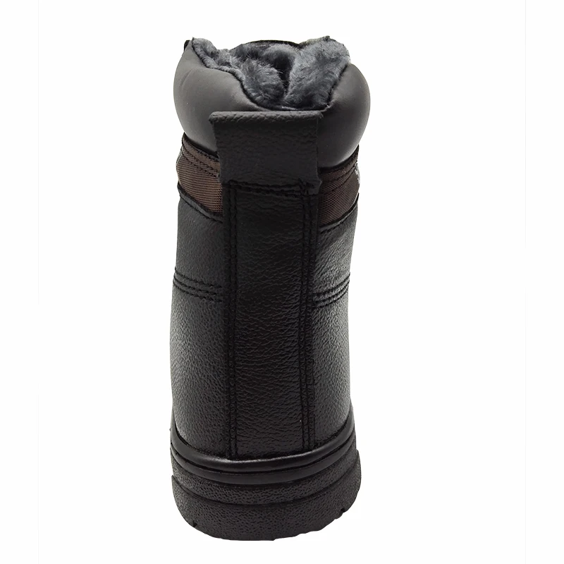 Модная мужская обувь из мягкой кожи со стальным носком теплая хлопковая для