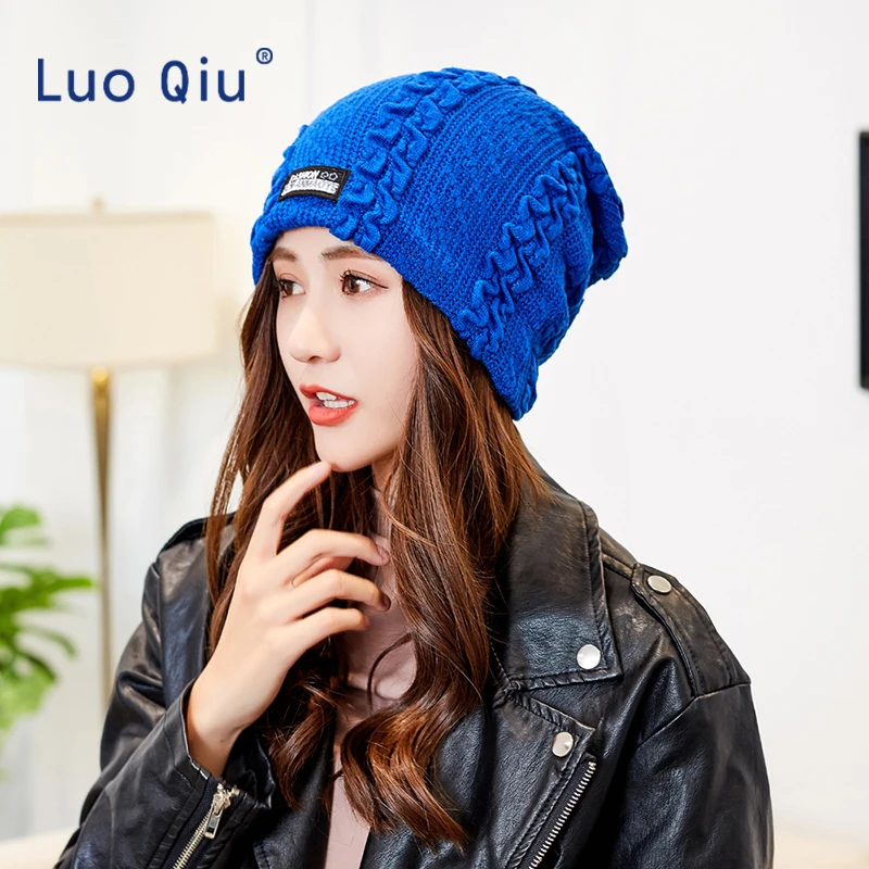 

2019 Fashion New Winter Warm Women Hat Caps Twist Pattern Knitted Casual Beanie Hats For Women Solid Gorros 4 Color Bonnet Femme
