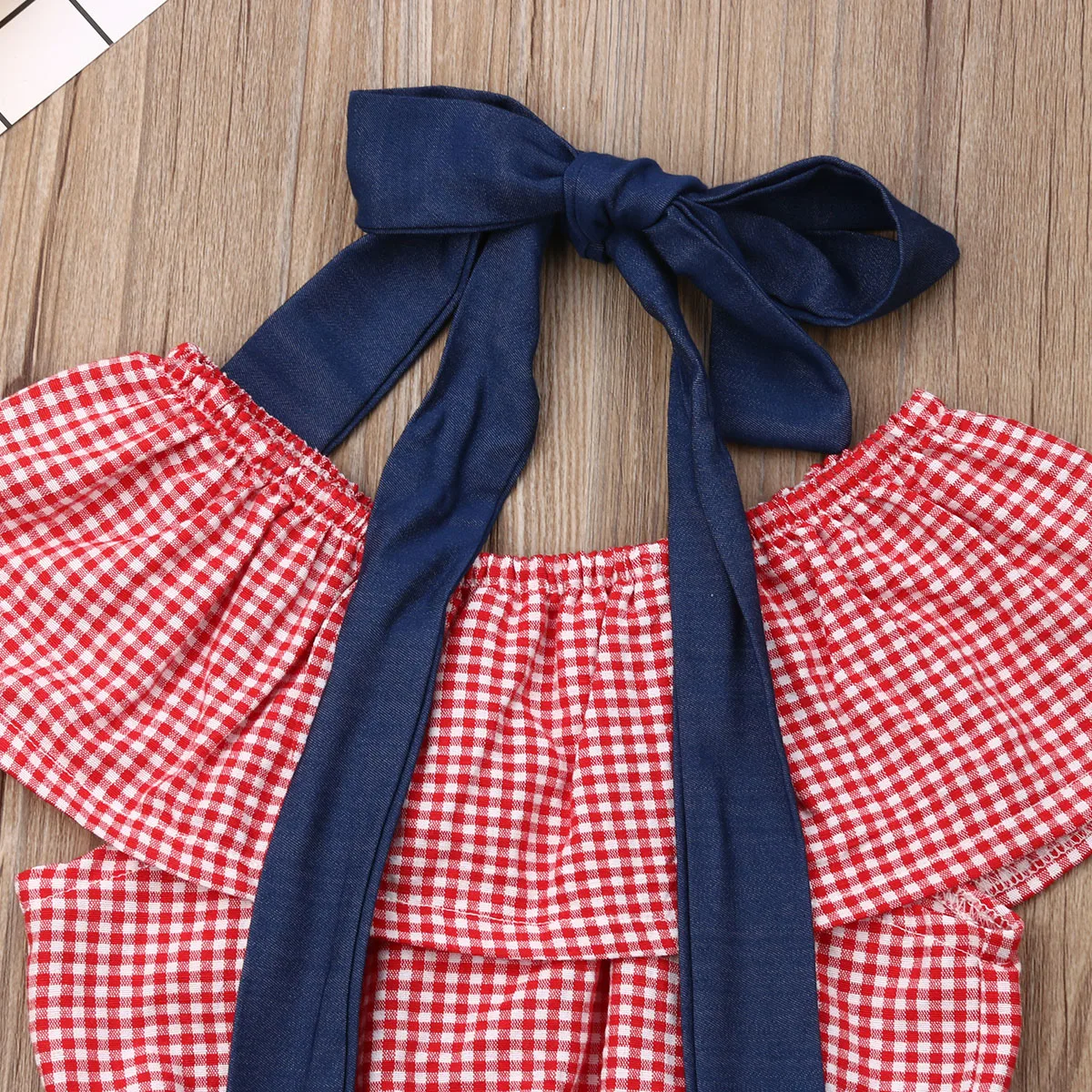 Летние клетчатые Короткие топы для новорожденных девочек 0 24 месяцев джинсовые