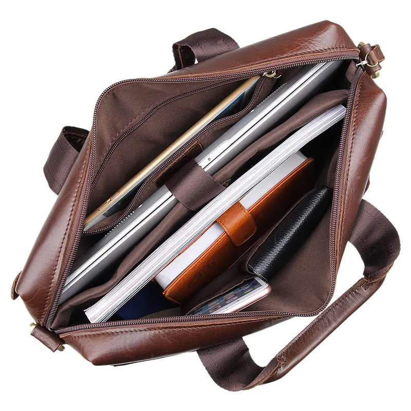 Брендовый мужской портфель из натуральной кожи для мужчин винтажный деловой 15