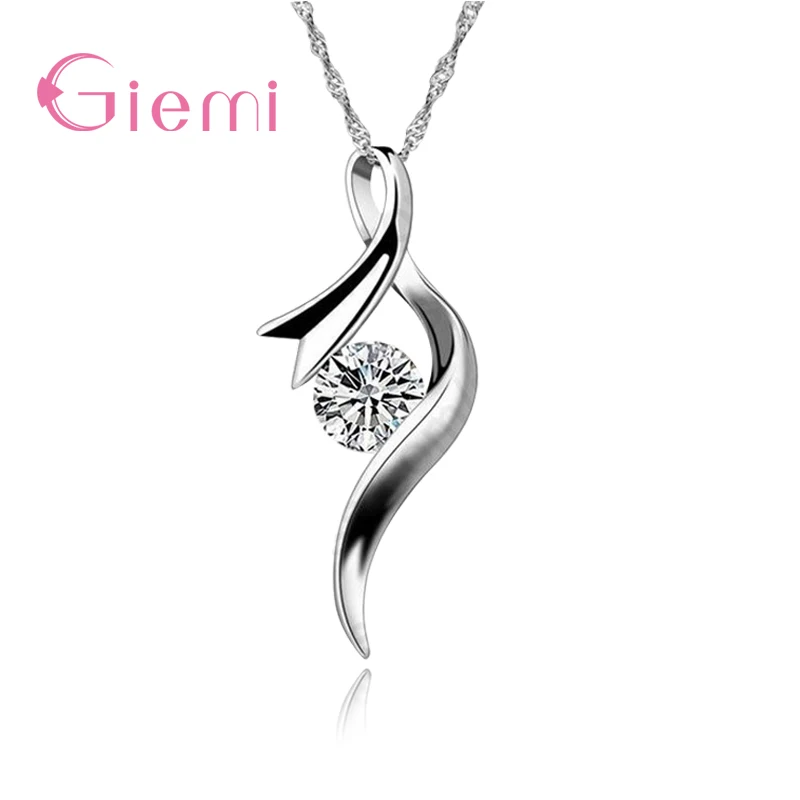 

Simple Pendant Necklaces For Women Girls Nice Gift Cubic Zircon Daily Accessories 925 Sterling Silver Chain Jewelry