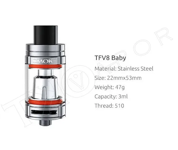 100% Оригинальный Smok TFV8 детский бак 3 мл/2 м топ-наполнение Регулируемый воздушный