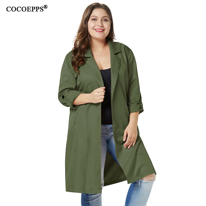 COCOEPPS 5XL плюс Размеры Для женщин осень длинная куртка свободные розовый