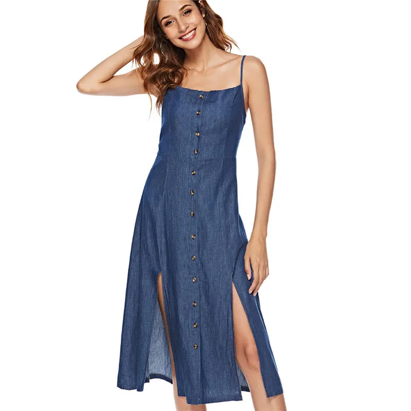 Женское джинсовое платье свободное винтажное миди размера плюс лето 2019|Женские