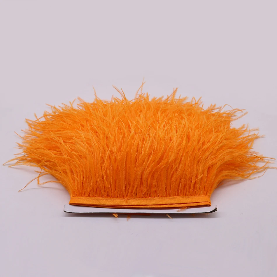 1 ярд оранжевые страусиные перья бахрома отделка плюмажная лента модные
