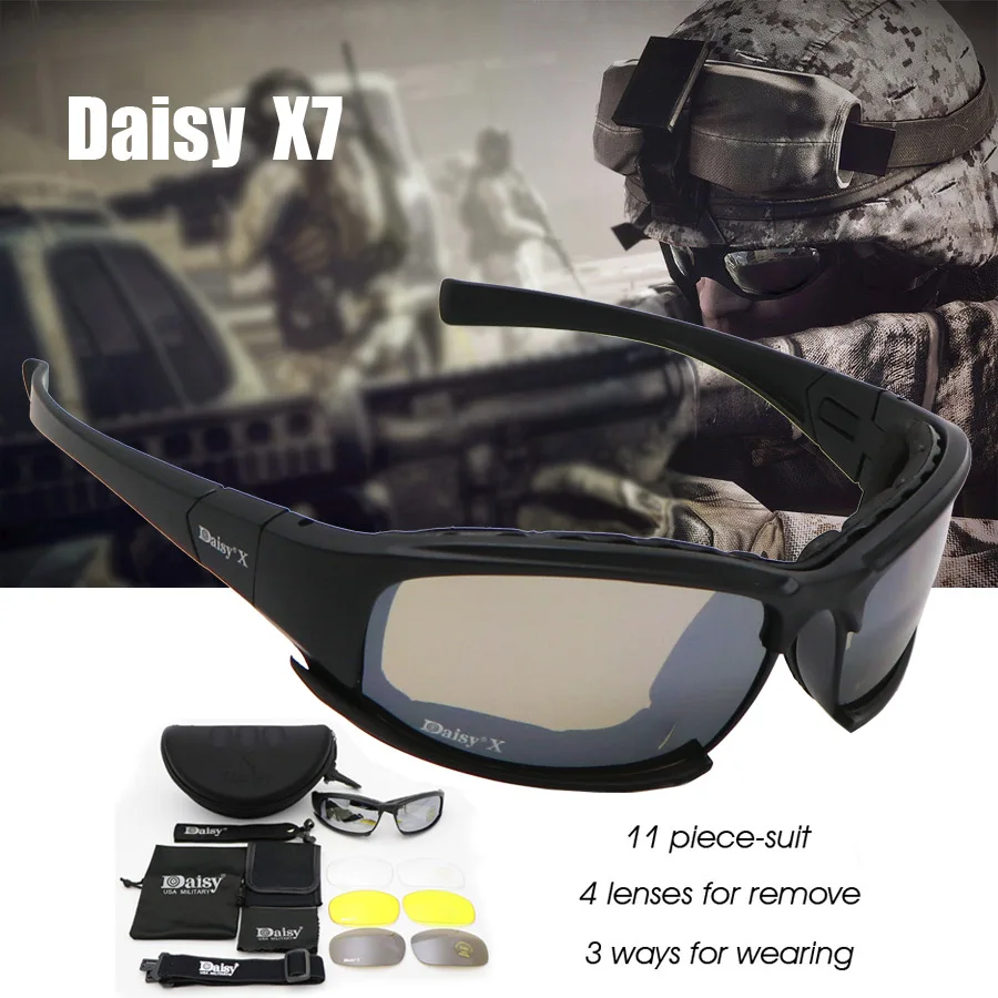 

Daisy C6 Military Goggles Bullet-proof Army Polarized Sunglasses X7 4 Lens Men Hunting Shooting Airsoft Tactical Eyewear