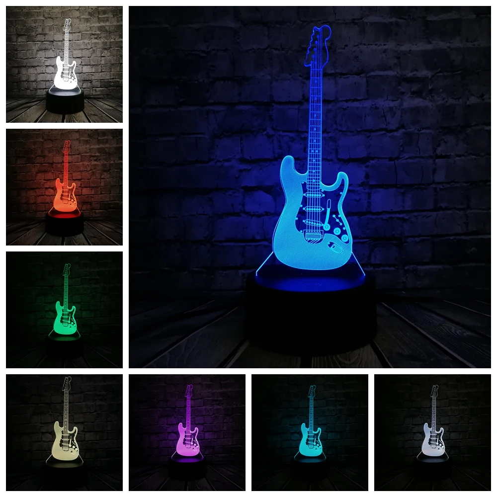 NEW ARRIVAL Music Cool Guitar Bass 3D LED LAMP NIGHT LIGHT for Musicians Home Table Decoration Birthday Christmas Present Gift | Лампы и