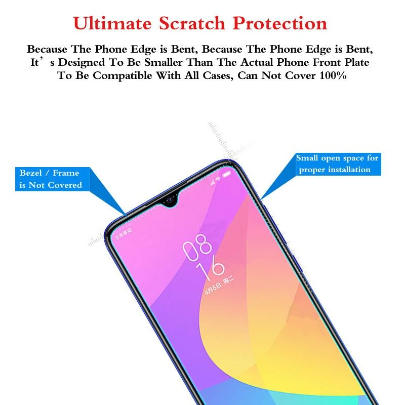 Защита экрана для Xiaomi Mi CC9 стекло твердость 9H закаленное телефона защитная пленка