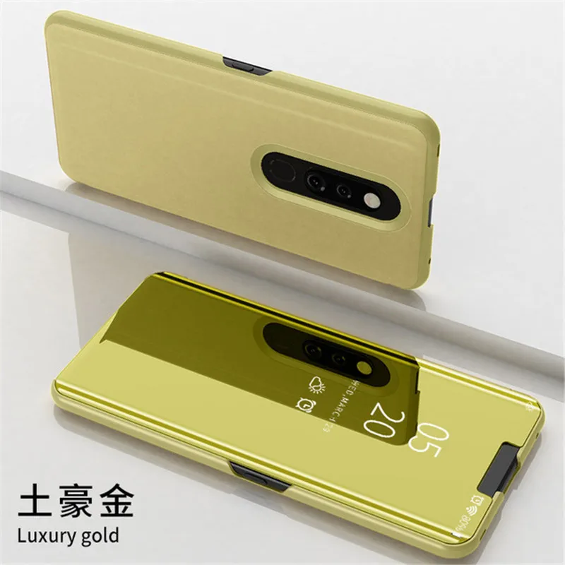 Умный зеркальный чехол для OPPO Realme 5 pro 2 3 X Lite, Роскошный кожаный флип-чехол с подставкой для F5 F7 F9 F11 A83 A3 S A7 A5 A9, чехол