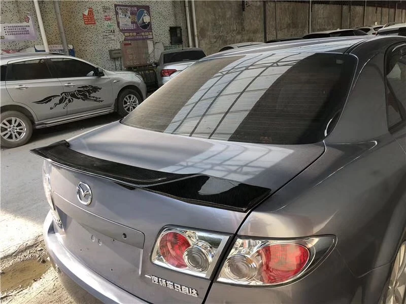 Использовать для старой Mazda 6 спойлер 2003 04 05 06 07 08 09 10 11 12 13 лет Глянцевая углеродное волокно/FRP заднее крыло R стиль спойлер, аксессуары