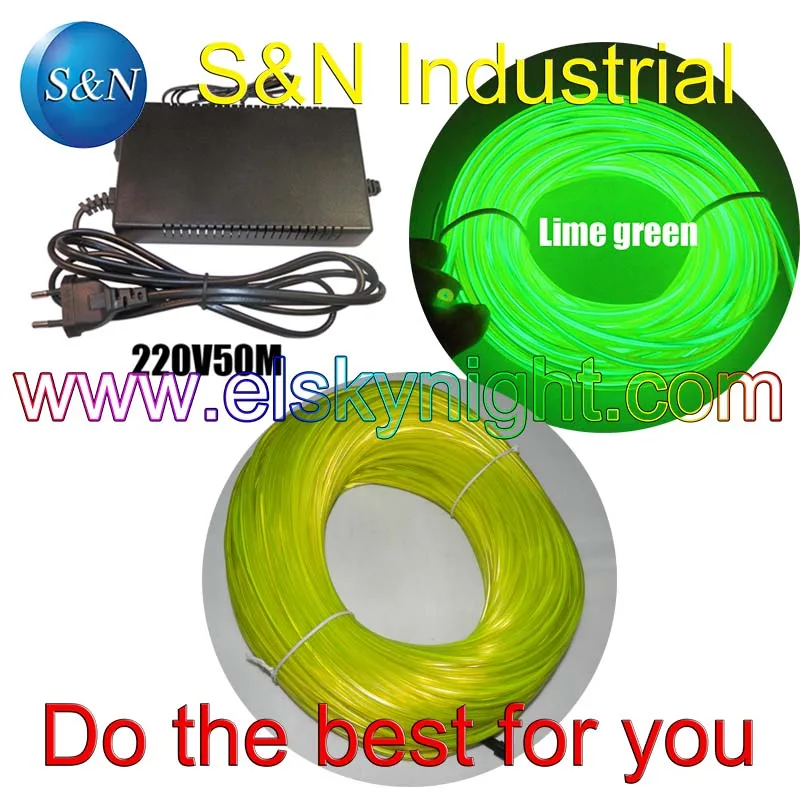 Lime Green 4.0MM40 ~ 50 м гибкий полукруглый el провод и 100 240VAC инвертор для праздника