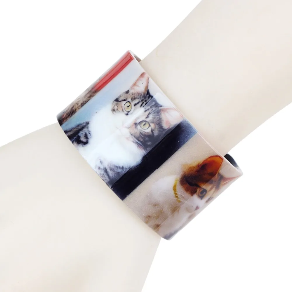 Женский пластиковый браслет с котом котенком Bonsny индийская мода ювелирные