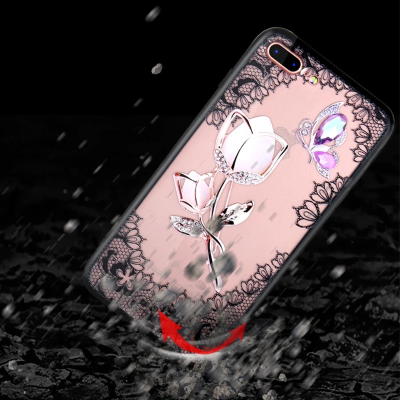 luxury diamond 3D relief lace flower phone case for samsung galaxy note 9 8 5 4 c5 c7 c9 pro girl tpu back cover coque note4 |