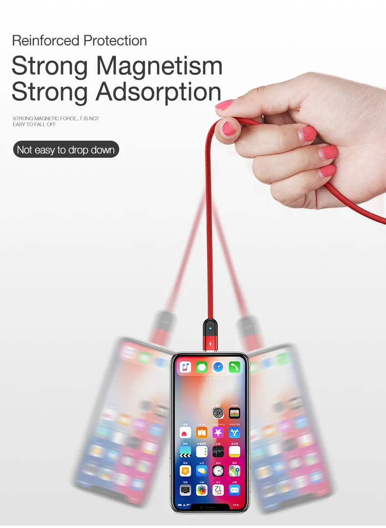 Cafele 1 м светодиодный магнитный USB кабель для iPhone Xs Max X 8 7 6 usb type-C кабель Micro USB кабель для samsung Xiaomi huawei USB-C