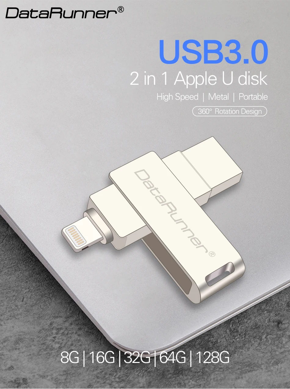 DataRunner OTG USB флеш-накопитель 128 ГБ USB флешка 3,0 флеш-накопитель 8 ГБ 16 ГБ 32 ГБ 64 ГБ флеш-накопитель USB 3,0 Флешка для iPhone/iPad/PC