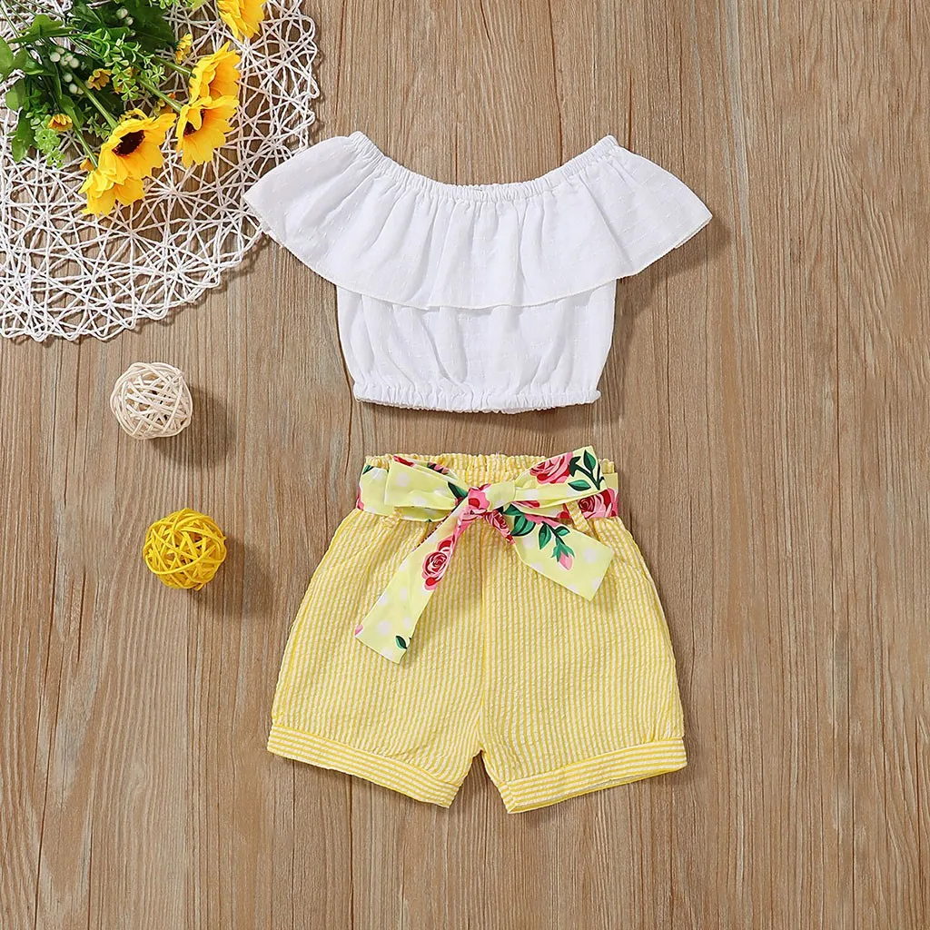 Милая детская одежда для маленьких девочек Топ без рукавов с оборками однотонные