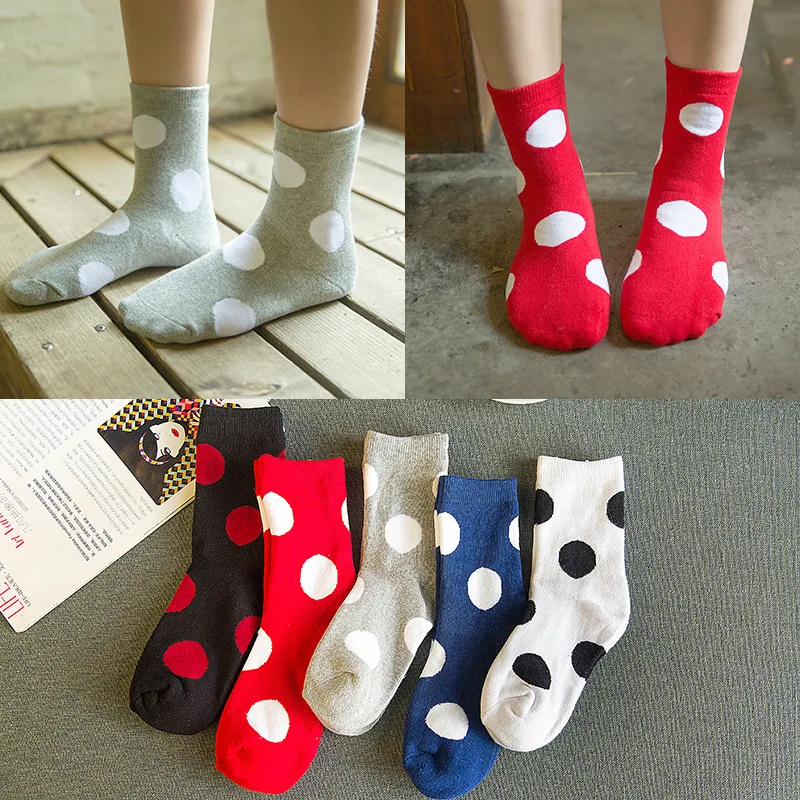 10 Пар/лот Японская осень толстый хлопок женщин носки досуг простой Горошек Терри