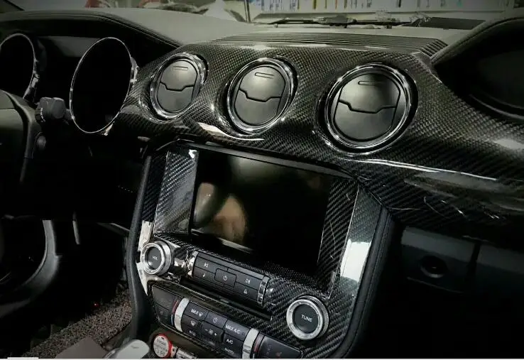 For-Ford Mustang 2015-2017 Left Hand Drive Version Carbon Fiber Gloss Black Interior Center Control Trim- 1 piece | Автомобили и