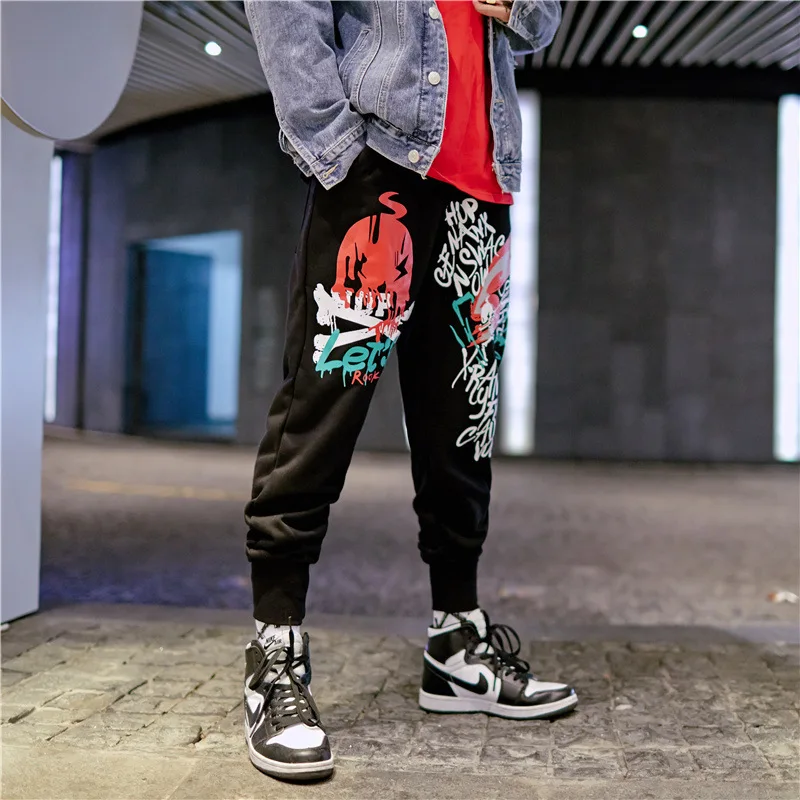 Мужские брюки до щиколотки в стиле хип хоп повседневные карго с буквенным