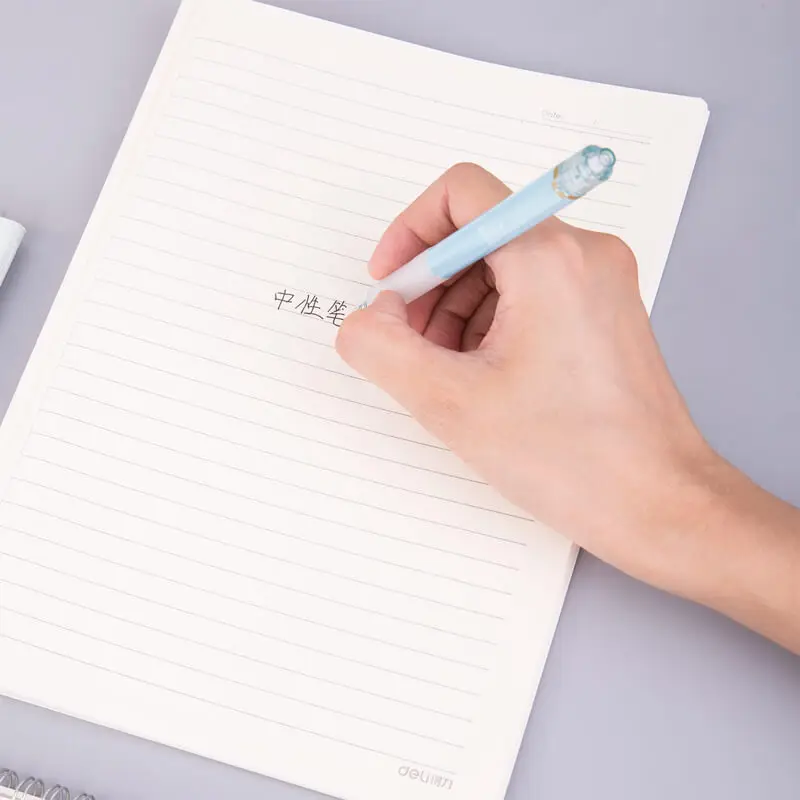 12 шт DELI A422 гелевая ручка с кнопкой 0 5 мм пуля Подписание Pen | Канцтовары для офиса и