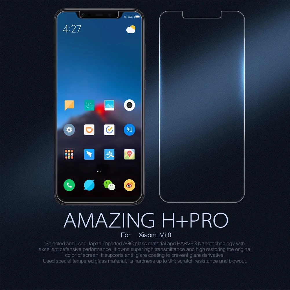 XiaoMi 8 закаленное Стекло Nillkin оригинальный удивительные H + Pro Anti-Explosion Экран