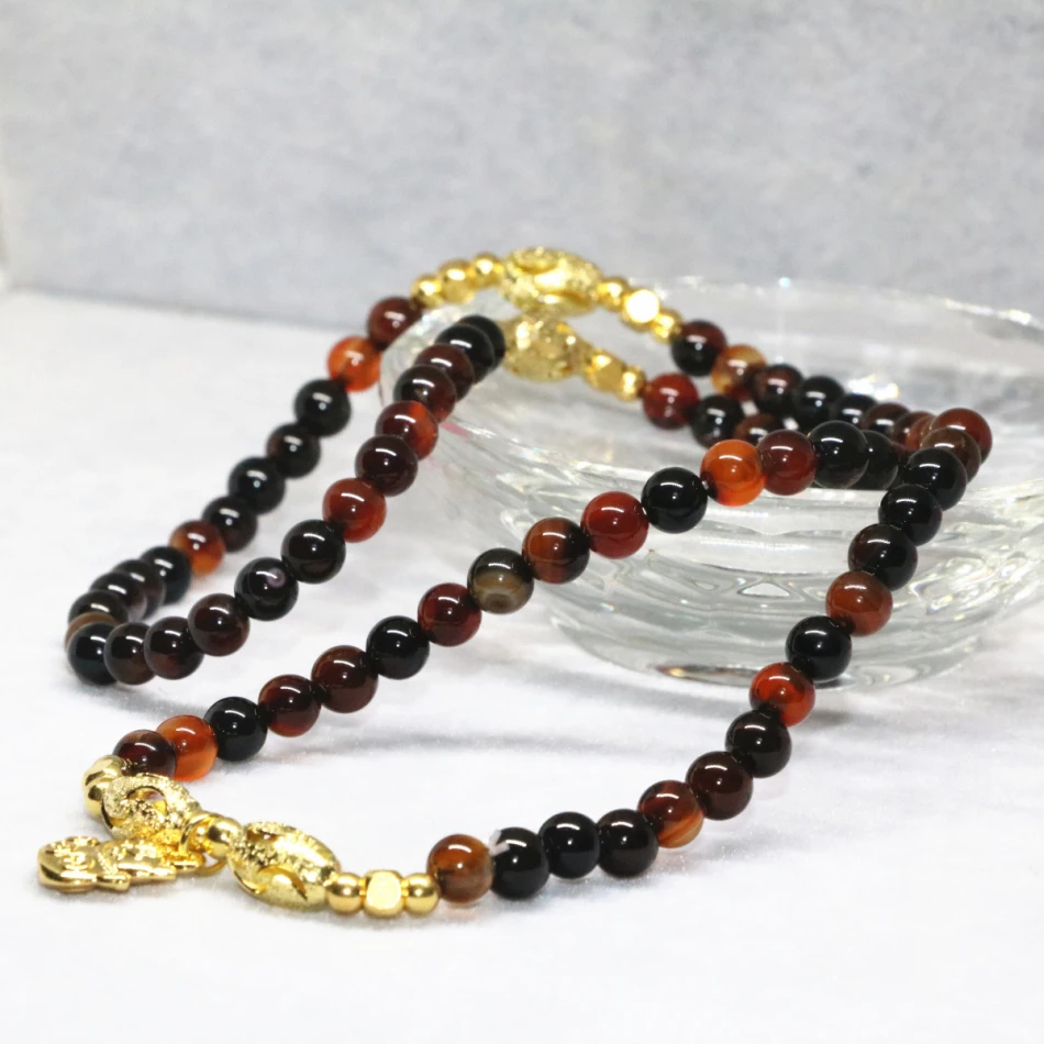Round beads cute cat pendant vintage natural stone dream agat 6mm multilayer bracelet for women carnelian onyx diy jewelry B2196 | Украшения