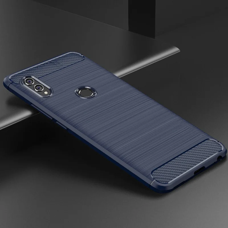 Чехол из углеродного волокна для Honor 8X8 X, противоударный чехол для телефона huawei Honor 8C 8 C, чехол 360, полная защита, бампер - Цвет: Синий
