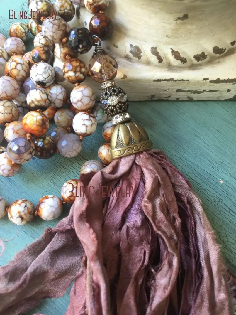 Ожерелье из бусин и агата в стиле бохо NM15486|hippie jewelry|tassel necklacebead necklace |